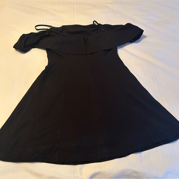 J.O.A. Dress Black Off the Shoulder Ruffle Front LBD Fit and Flare size Medium - Picture 10 of 16